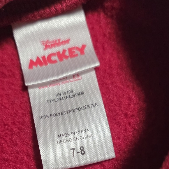 Disney Mickey Mouse Boys 7-8 2-Pc Set: Pullover Sweatshirt Jogger Pants Red/Gary - Picture 9 of 14